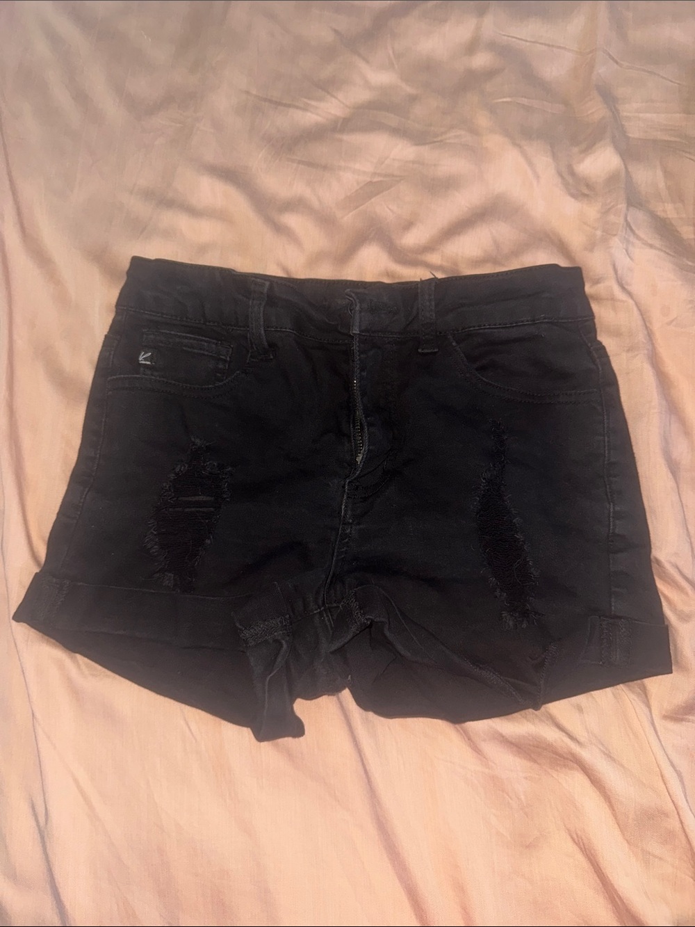 High-Rise Black Distressed Women's Denim Shorts